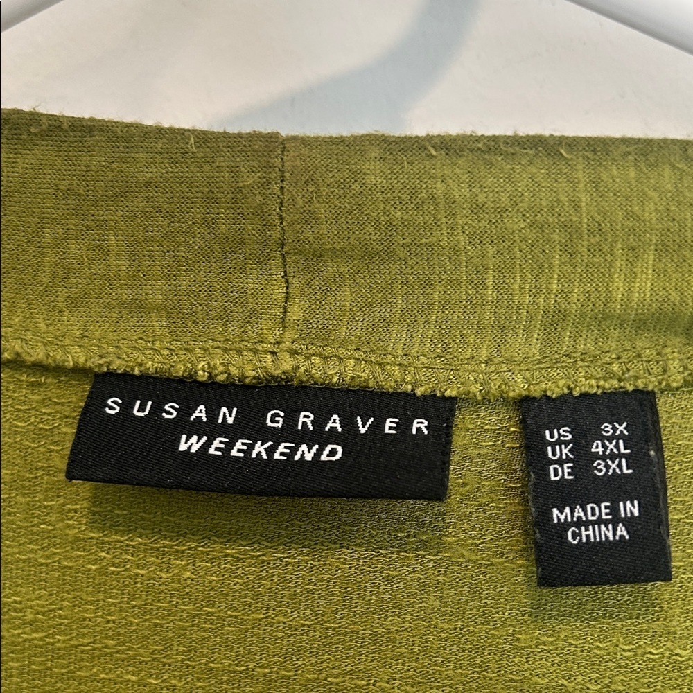 Susan Graver moss Green soft v neck button down short sleeve Cardigan 3X women’s - Picture 2 of 7